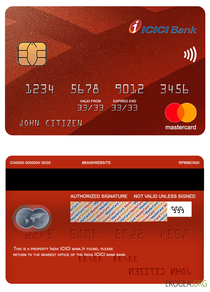 Mastercard de la banque ICICI en Inde